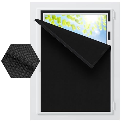 BKSAI 100 Upgraded Blackout Curtains for Bedroom RodFree HookLoop Portable Blackout Shades for Travel Black Out Window Cover No Drill Cuttable for Bedroom Nursery Media RoomBlack57 79in - Image 1
