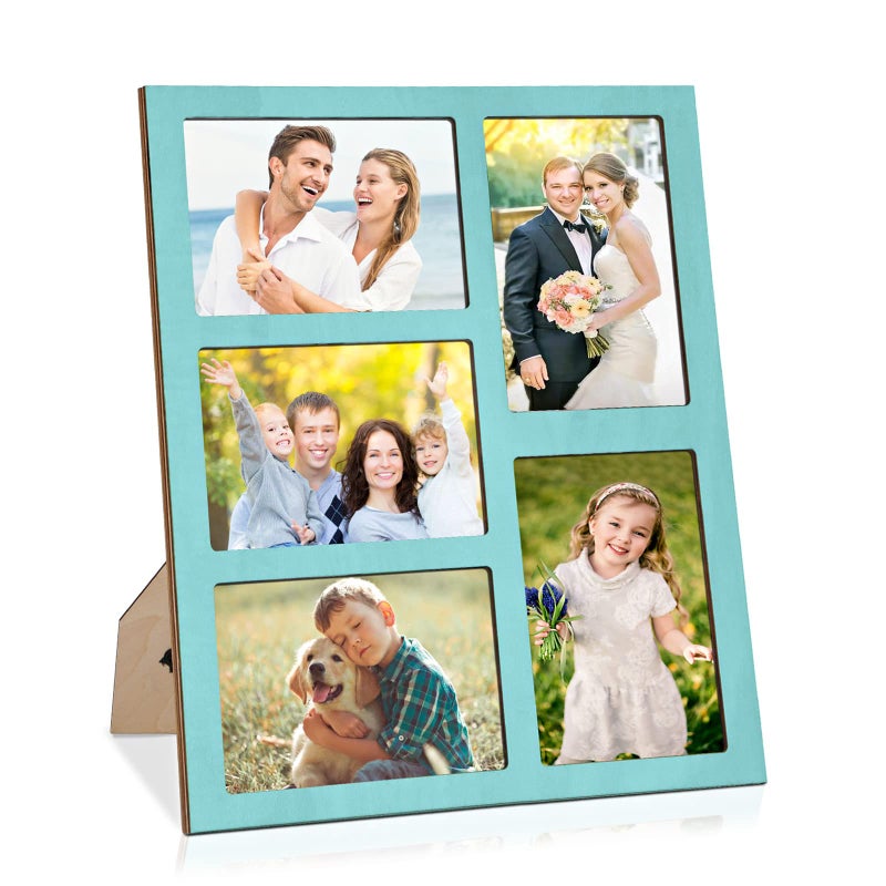 ZEEYUAN Wooden Collage Picture Frame 4x6 inches 5 Openings Tabletop  Wall Mount Lightweight Polished Classic Home Decoration Artwork Unique Photo Gift