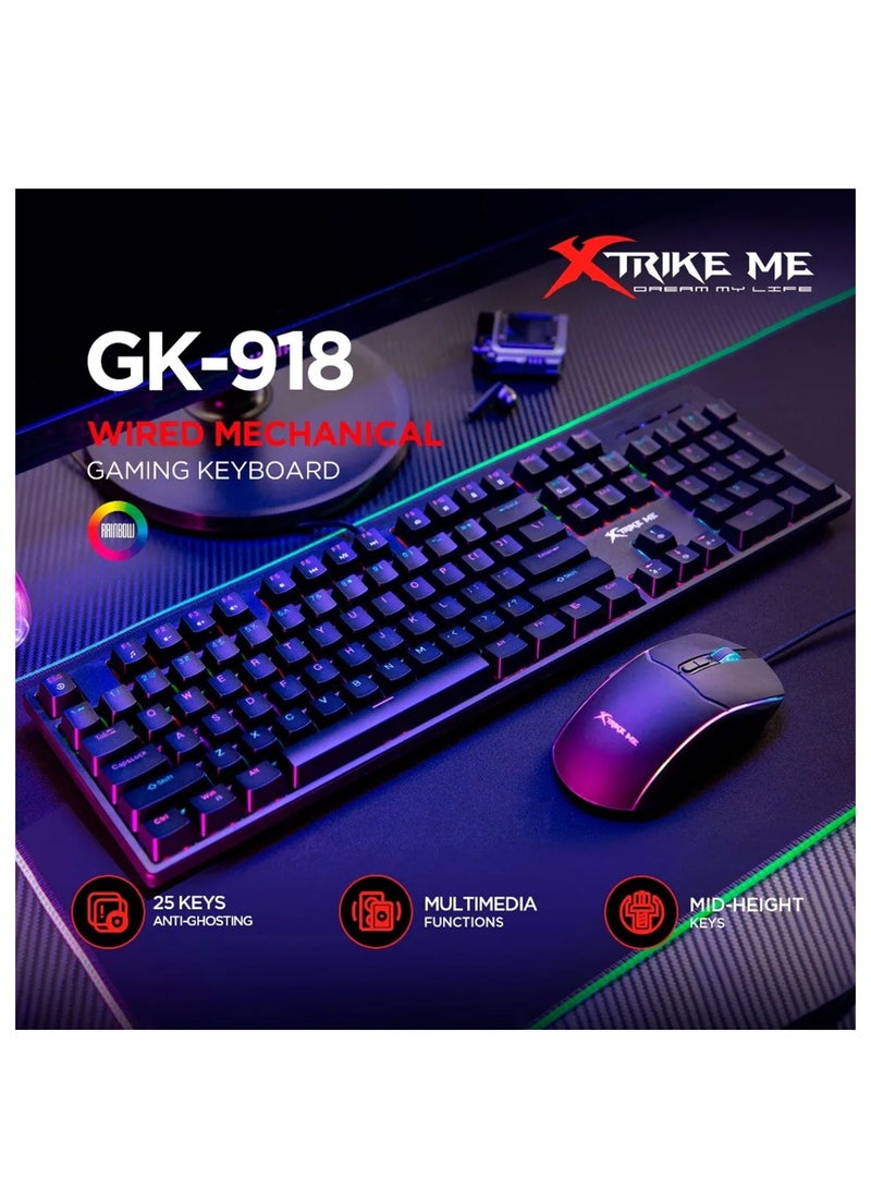 XTRIKE ME GK-918 Wired Mechanical Gaming Keyboard With LED Backlighting - Image 4