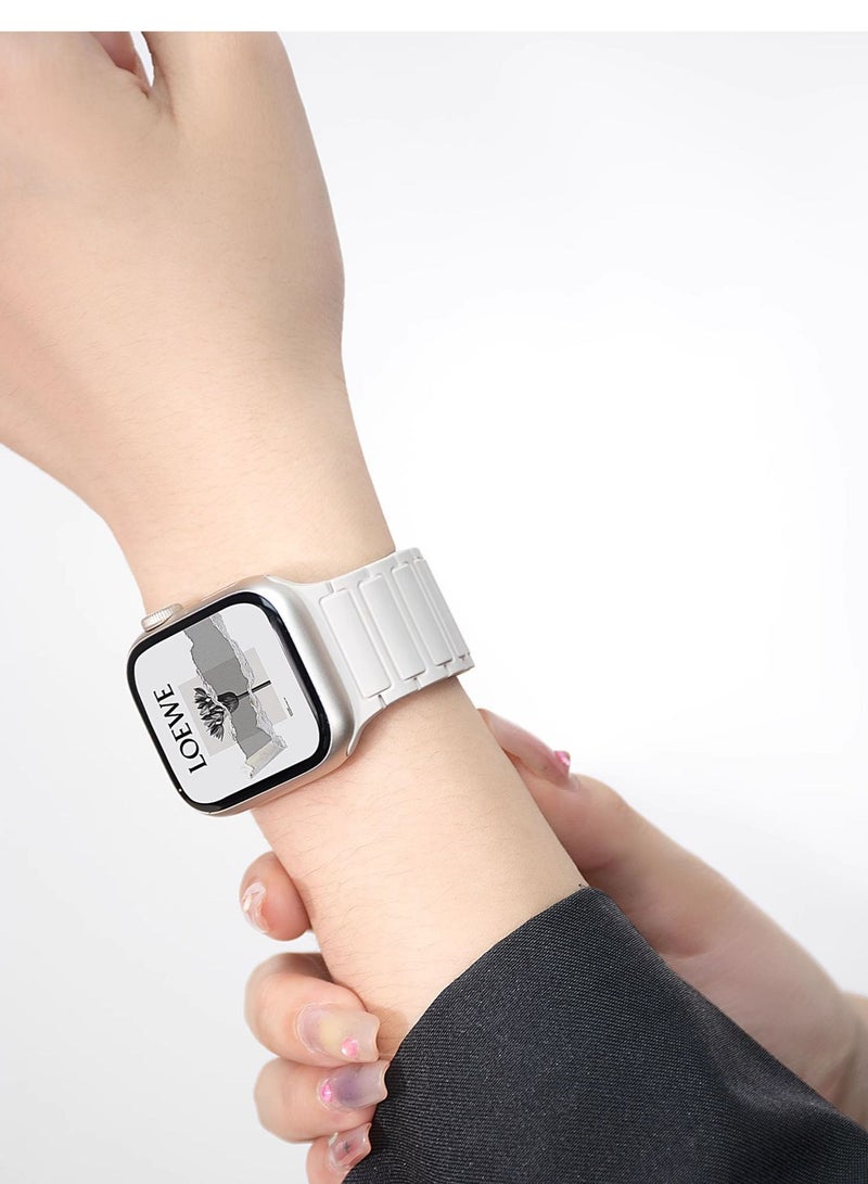 Beauenty Magnetic Silicone Band for Apple Watch Ultra Ultra2/ 9 8 7 6 5 4 3 2 1 SE,Soft Silicone Waterproof Strap Wristbands Compatible with iWatch Apple Watch Series Ultra 49mm 45mm 44mm 42mm Women Men - Image 2