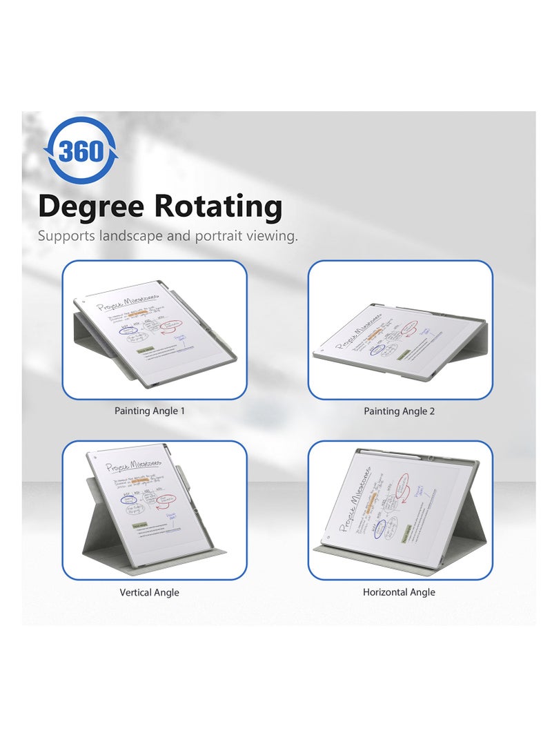 My Choice Remarkable Paper Pro 11.8”, Slim Hard Back Shell Protective Auto Sleep/Wake Book Folio Cover with Pen Holder for Remarkable Paper Pro Tablet 2024 Released, Grey - Image 2