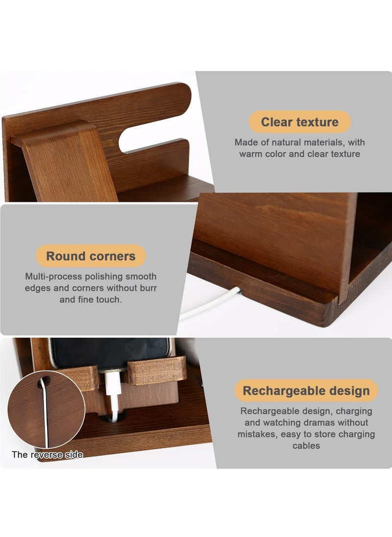 KYD Wood Phone Docking Station, Multifunctional Round Edge Key Storage Holder, Desk Organizer Easy Installation Wooden Phone Storage Rack for Office, Home  - Image 5