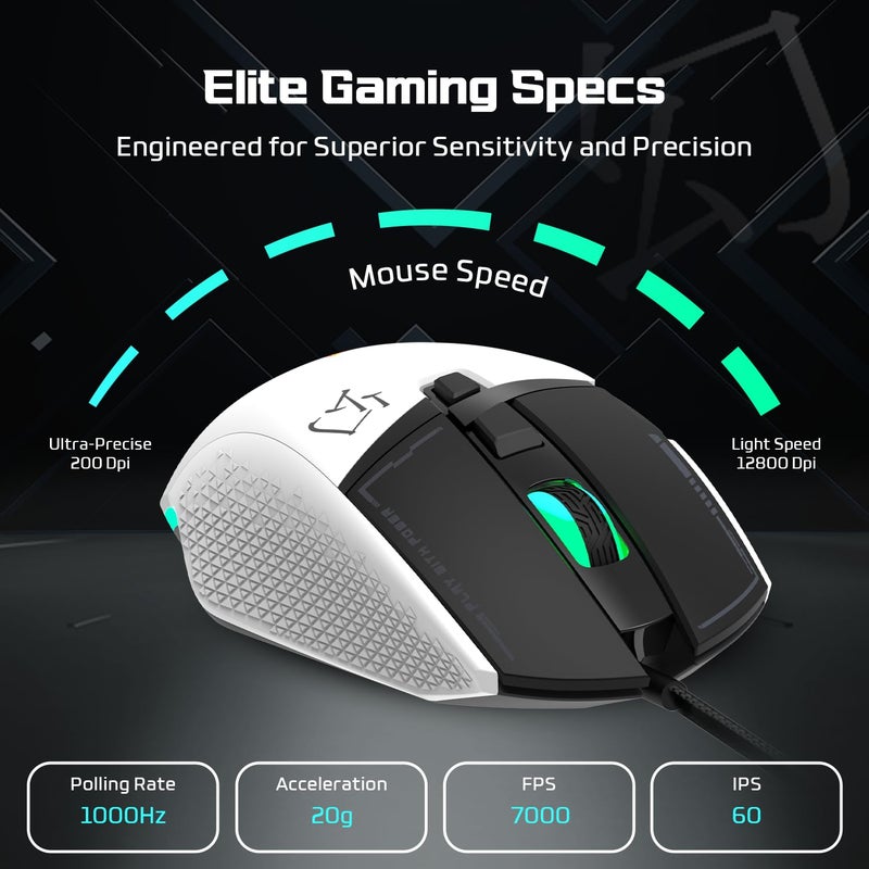 EvoFox Phantom 2 Programmable Gaming Mouse, 8 Programmable Buttons | High Performance 1000Hz Polling Rate | Ultra-Responsive 7000 FPS | 12800 DPI | RGB Lights with Music sync Mode,Windows Software - Image 2
