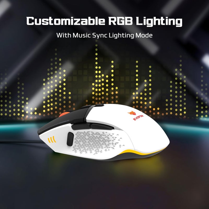 EvoFox Phantom 2 Programmable Gaming Mouse, 8 Programmable Buttons | High Performance 1000Hz Polling Rate | Ultra-Responsive 7000 FPS | 12800 DPI | RGB Lights with Music sync Mode,Windows Software - Image 4