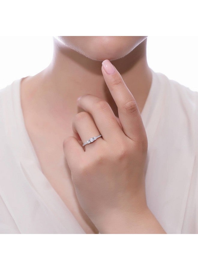 Berricle Sterling Silver 3Stone Wedding Engagement Rings Round Cubic Zirconia Cz Promise Ring For Women Rhodium Plated Size 4 - Image 5