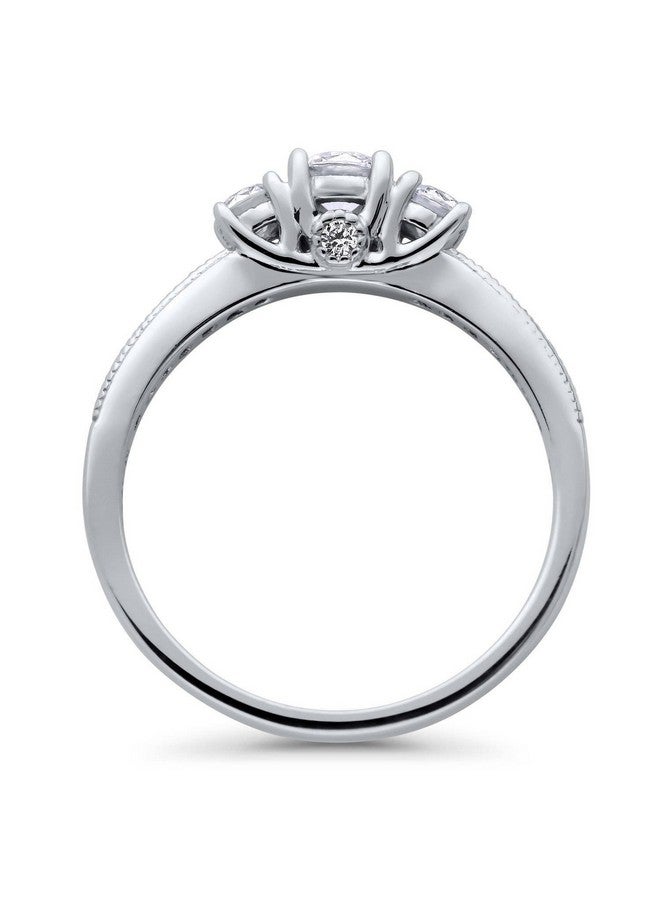 Berricle Sterling Silver 3Stone Wedding Engagement Rings Round Cubic Zirconia Cz Promise Ring For Women Rhodium Plated Size 4 - Image 4