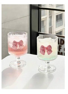 Spaceshoop Cute Bowknot Glass Cup Aesthetic For Ice Hot Coffee Juice Champagne Whiskey Vintage Drinking Glasses Clear Ice Cream Dessert Cup (1)  - Image 4