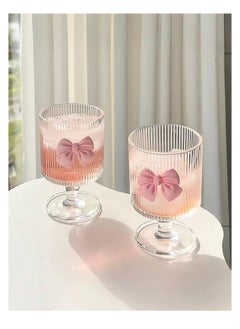 Spaceshoop Cute Bowknot Glass Cup Aesthetic For Ice Hot Coffee Juice Champagne Whiskey Vintage Drinking Glasses Clear Ice Cream Dessert Cup (1)  - Image 2
