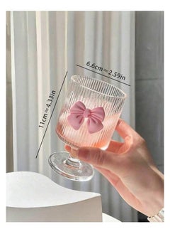 Spaceshoop Cute Bowknot Glass Cup Aesthetic For Ice Hot Coffee Juice Champagne Whiskey Vintage Drinking Glasses Clear Ice Cream Dessert Cup (1)  - Image 3