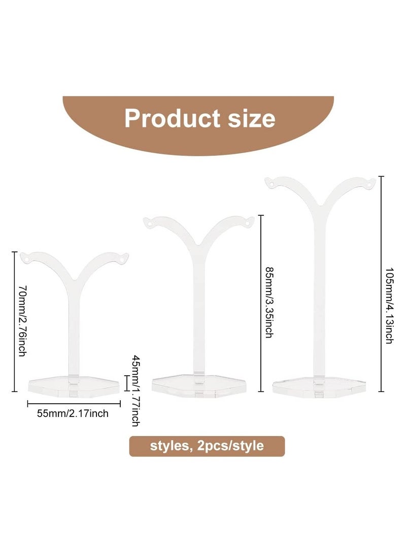 TPGP 6 Pcs Y-Shaped Acrylic Earring Display Stands 3 Size Clear Earring Display Holder Jewelry Earrings Organizer Rack for Earrings, Ear Studs Jewelry Displays for Show, Home, Retail Shop - Image 2