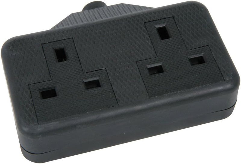mercury Rubber 2 Gang Trailing Socket Black