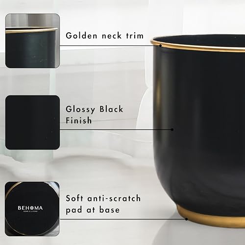 BEHOMA Metal Planters Black (Set of 2), Modern Large Planters for Home Decor, Decorative Planters for Living Room Balcony Office Decor, Floor planters Set, Plant Pots (Plants not Included) - Image 4
