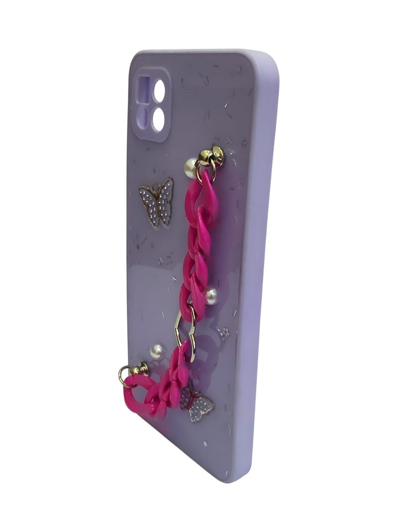 Butterfly with Chain Design TPU Back Cover for Samsung Galaxy A22 5G - Purple - Image 3
