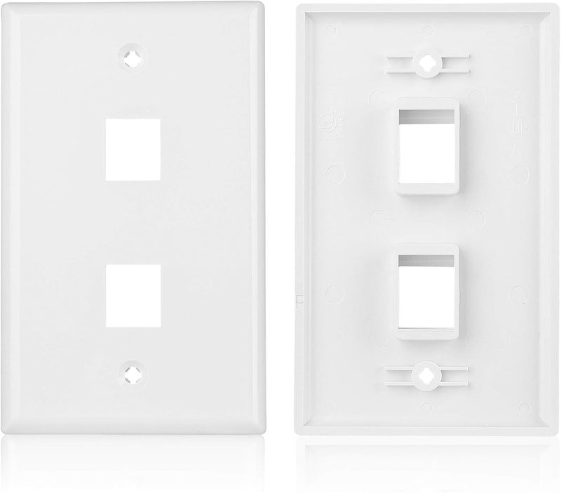 CableMatters 2-Pack 2-Port Ethernet Wall Plate, Cat6 Wall Plate with Blue RJ45 Keystone Jack, Ethernet Jack Outlet in White - Image 4