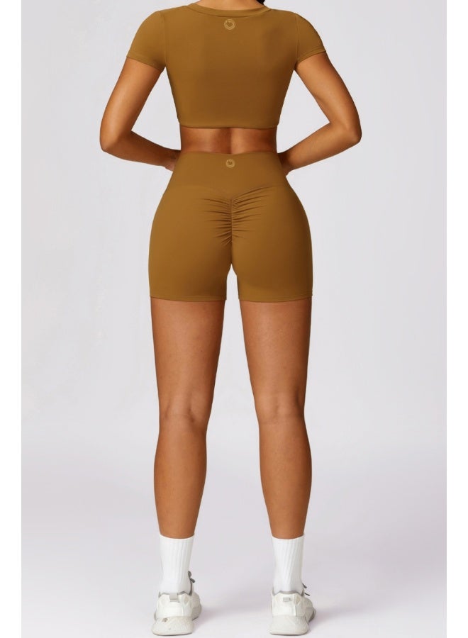 KAWN.YOGA KAWN YOGA Womens Crop Top Shirt Short Sleeves - Padded Low Impact Workout Yoga Shirt with Removable Built in Bra  - Image 5