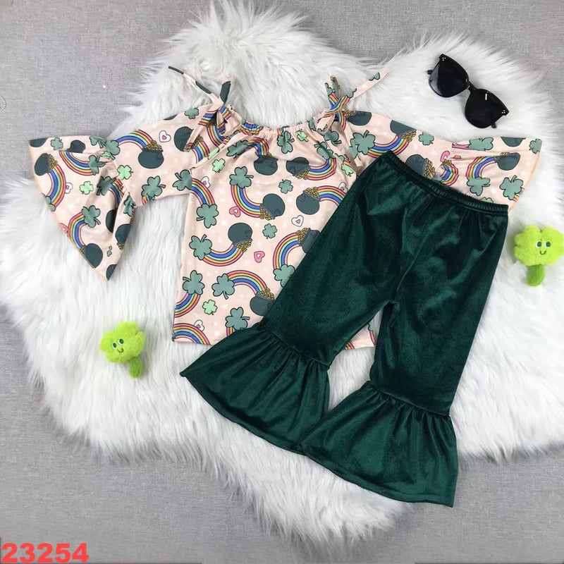 Summer Children'S Clothing Pink Bow Printing Girls Cute Sleeveless Shorts Suit - Image 1