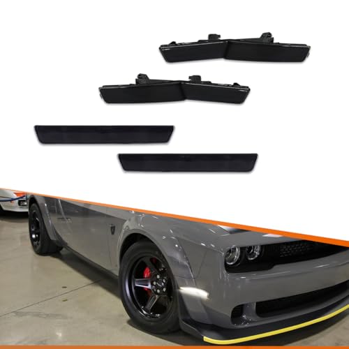 ADIIL 4x LED Smoked Lens Side Marker Lights Replacement for 201822 Dodge Challenger Widebody Clear LED Front Rear Fender OEM Fit Sidemarker Lamps - Image 1