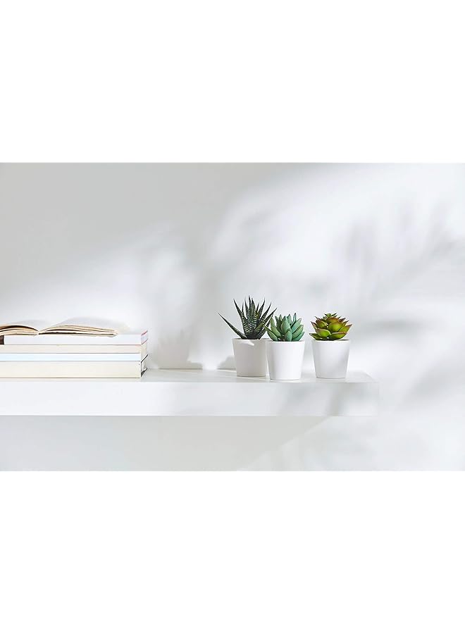erorex Artificial Plants Mini Succulents With Plastic Vase Pot White 3 Pieces  - Image 4