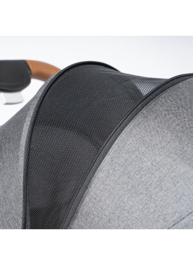 Lightweight Travel Stroller with Mosquito Mesh, Adjustable Canopy, and Trolley Handle for Easy Air Travel-Black