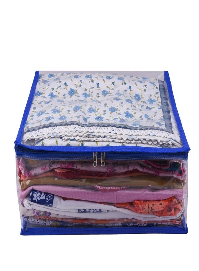 ABBASI Saree Cover Storage Bag Big for Clothes with Zip Organizer for Wardrobe, transparent Large Design Boxes (Navy Blue, Pack of 3) - Image 2