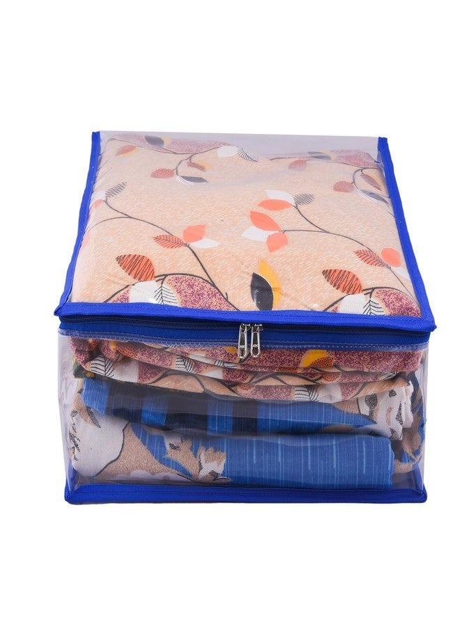 ABBASI Saree Cover Storage Bag Big for Clothes with Zip Organizer for Wardrobe, transparent Large Design Boxes (Navy Blue, Pack of 3) - Image 4