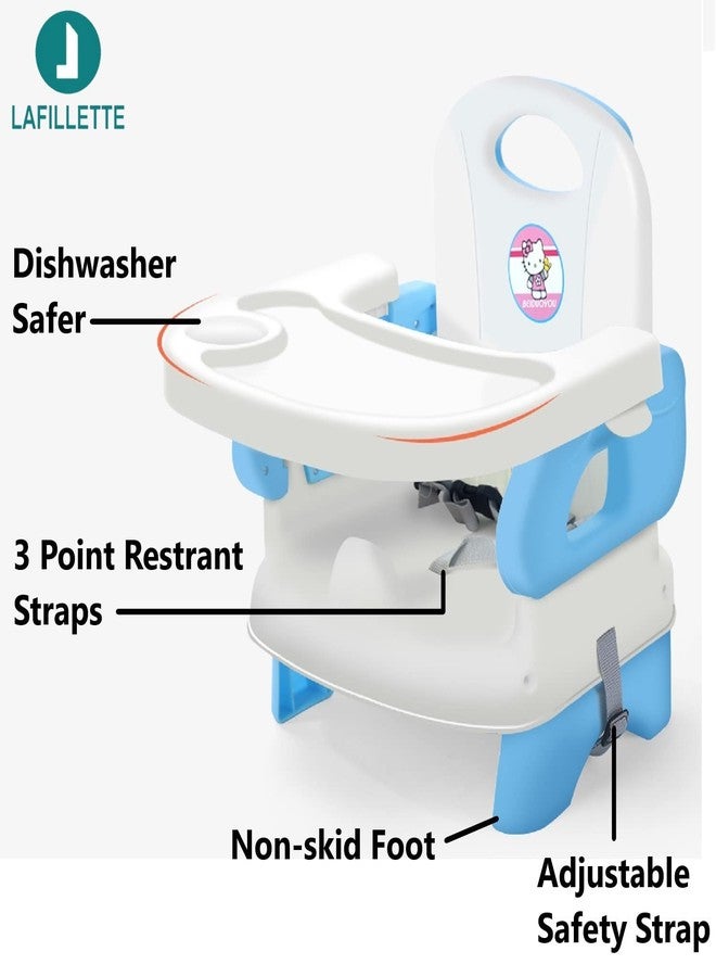 LAFILLETTE Baby Booster Feeding Chair with Removable Tray and Safety Belt for Infants and Toddlers, Folding Portable Booster Seat for Indoor/Outdoor Use (Blue) - Image 3