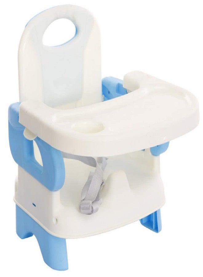 LAFILLETTE Baby Booster Feeding Chair with Removable Tray and Safety Belt for Infants and Toddlers, Folding Portable Booster Seat for Indoor/Outdoor Use (Blue) - Image 1