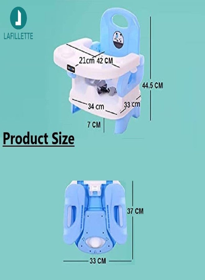 LAFILLETTE Baby Booster Feeding Chair with Removable Tray and Safety Belt for Infants and Toddlers, Folding Portable Booster Seat for Indoor/Outdoor Use (Blue) - Image 2
