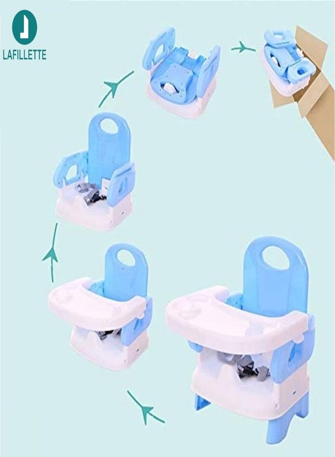 LAFILLETTE Baby Booster Feeding Chair with Removable Tray and Safety Belt for Infants and Toddlers, Folding Portable Booster Seat for Indoor/Outdoor Use (Blue) - Image 5
