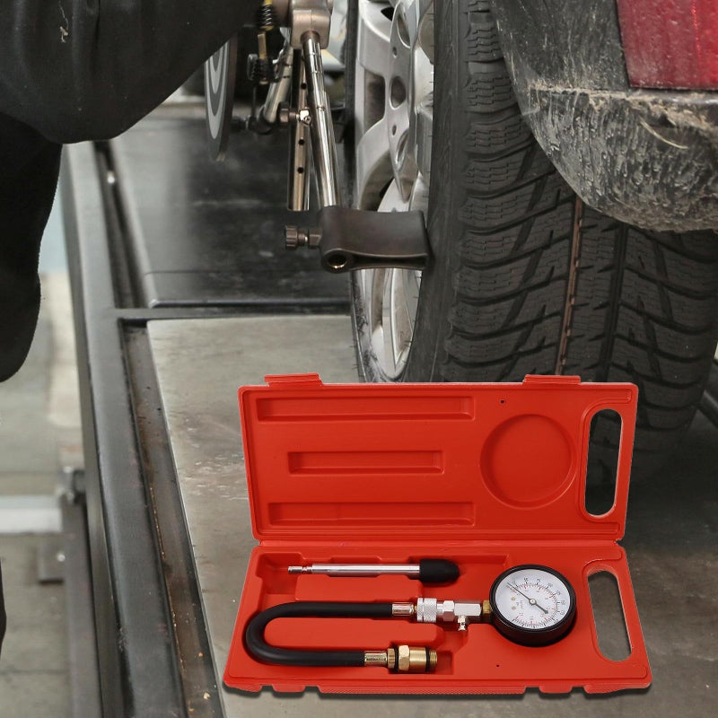 3 Pcs Engine Compression Tester Kit with Pressure Gauge and Cylinder Leak Down Tester - Image 5