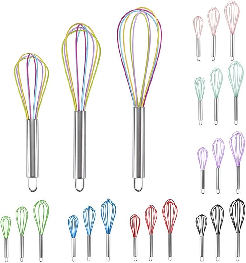 خفاقة البيض اليدوية السيليكونية، أداة خلط الكيك والخبز في المطبخ - Image 5