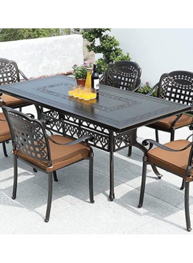 YULAN Yulan Outdoor Living Cast Aluminum Dining Table + Arm Chairs Set Patio Bar Garden Furniture Antique Table 411  - Image 2