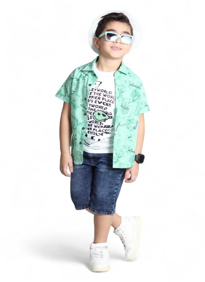 CHOiCE - Set for Boys (Button-Up Shirt with Tank Top) (6 Years Old) - 2024 Collection - Smooth Textures and Lively Hues for a Chic and Cozy Appearance, Available in 🌈 CHOICE - Image 1