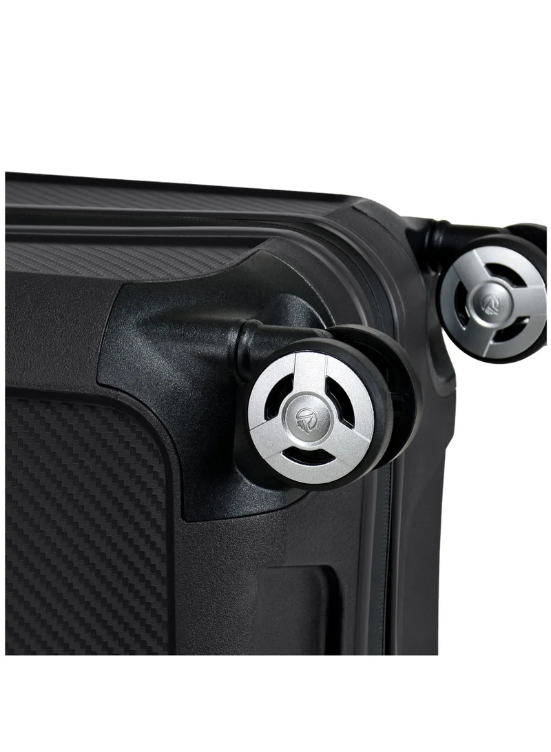 eminent Champion Hard Case Travel Bags Trolley Luggage Sets of 3 Polypropylene Lightweight 4 Quiet Double Spinner Wheels Suitcase With TSA Lock B0002 Black