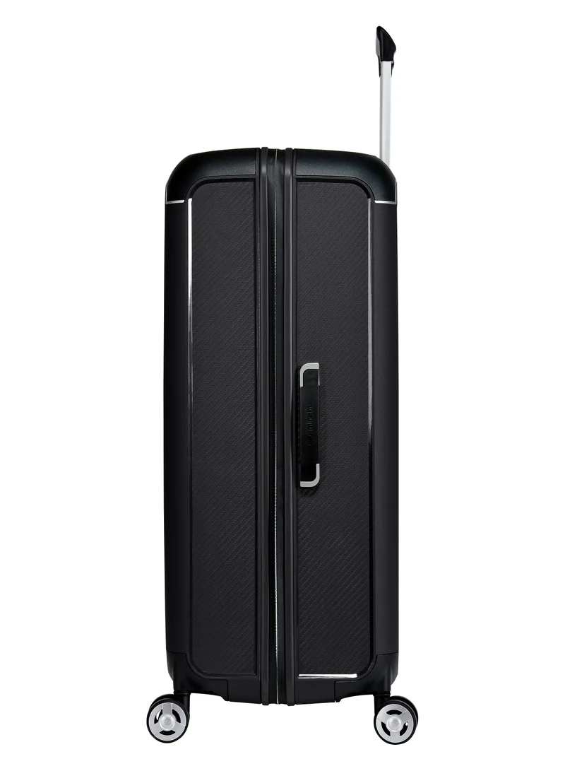 eminent Champion Hard Case Travel Bags Trolley Luggage Sets of 3 Polypropylene Lightweight 4 Quiet Double Spinner Wheels Suitcase With TSA Lock B0002 Black