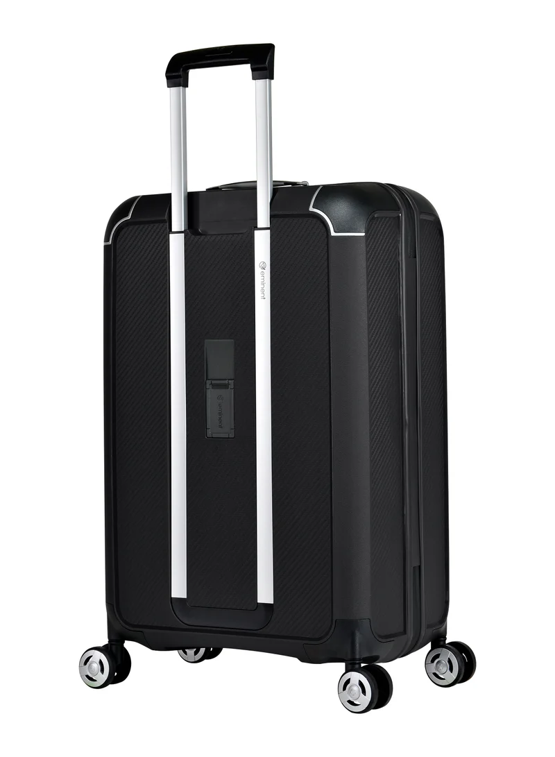 eminent Champion Hard Case Travel Bags Trolley Luggage Sets of 3 Polypropylene Lightweight 4 Quiet Double Spinner Wheels Suitcase With TSA Lock B0002 Black