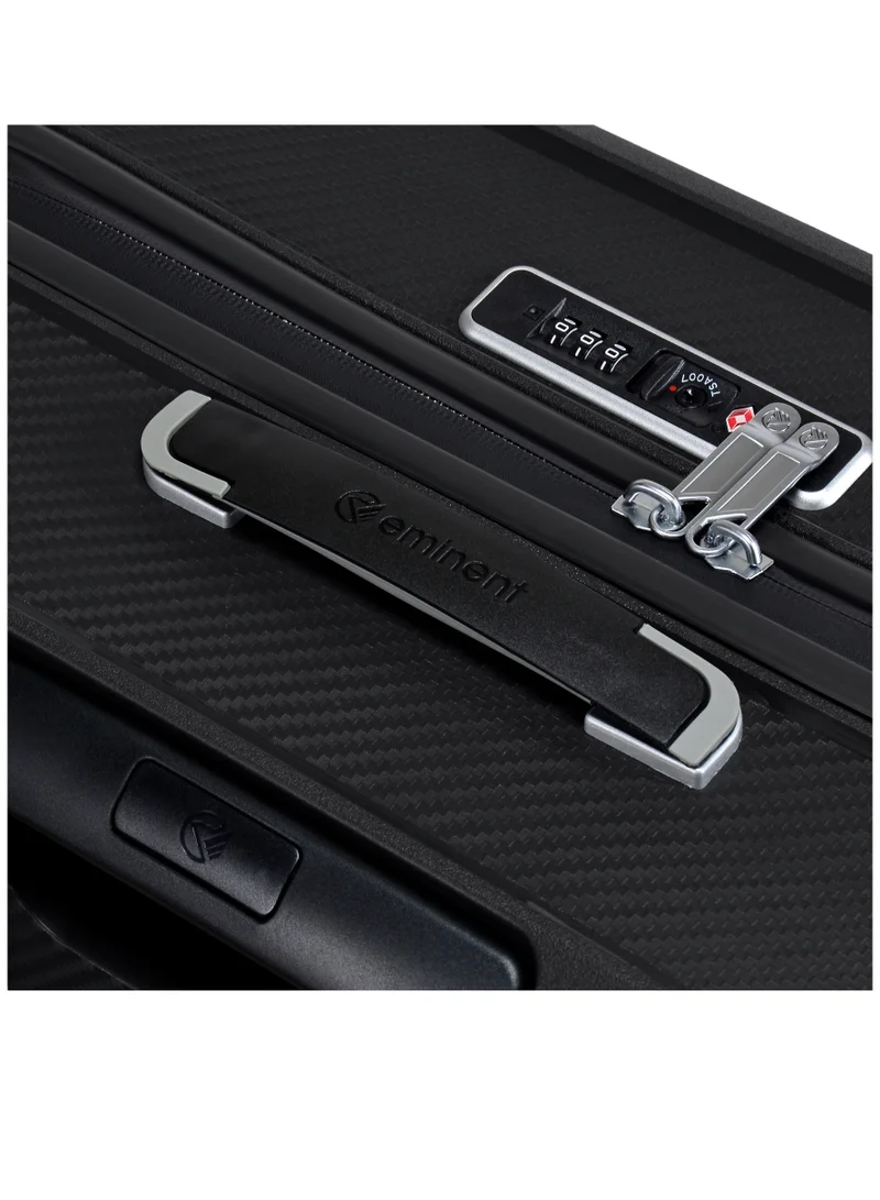 eminent Champion Hard Case Travel Bags Trolley Luggage Sets of 3 Polypropylene Lightweight 4 Quiet Double Spinner Wheels Suitcase With TSA Lock B0002 Black