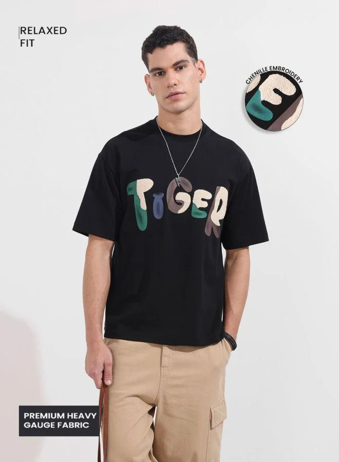 The Indian Garage Co Men Relaxed Fit Graphic Printed Crew Neck Half Sleeves T-Shirt