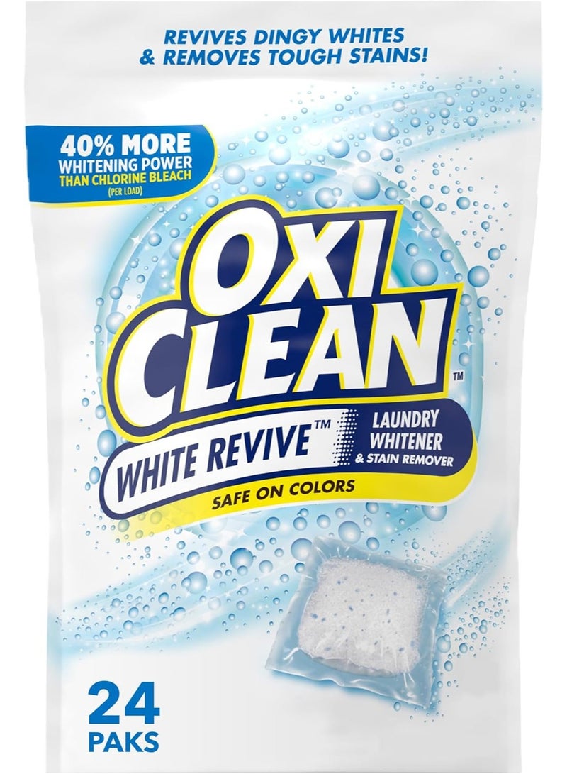 Oxiclean Laundry Whitener and Stain Remover Power Paks, White Revive, Chlorine-Free Color-Safe Booster, 24 Count - Image 1