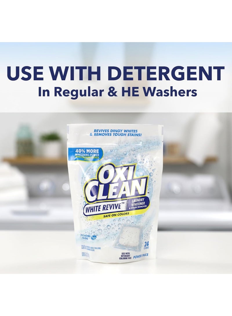 Oxiclean Laundry Whitener and Stain Remover Power Paks, White Revive, Chlorine-Free Color-Safe Booster, 24 Count - Image 3