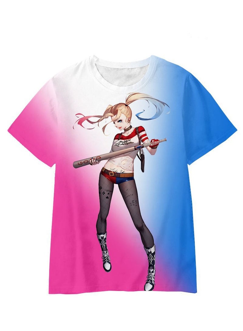 Cartoon Harley Quinn 3D digital printing personalized breathable children's T-shirt for adults and children - Image 1