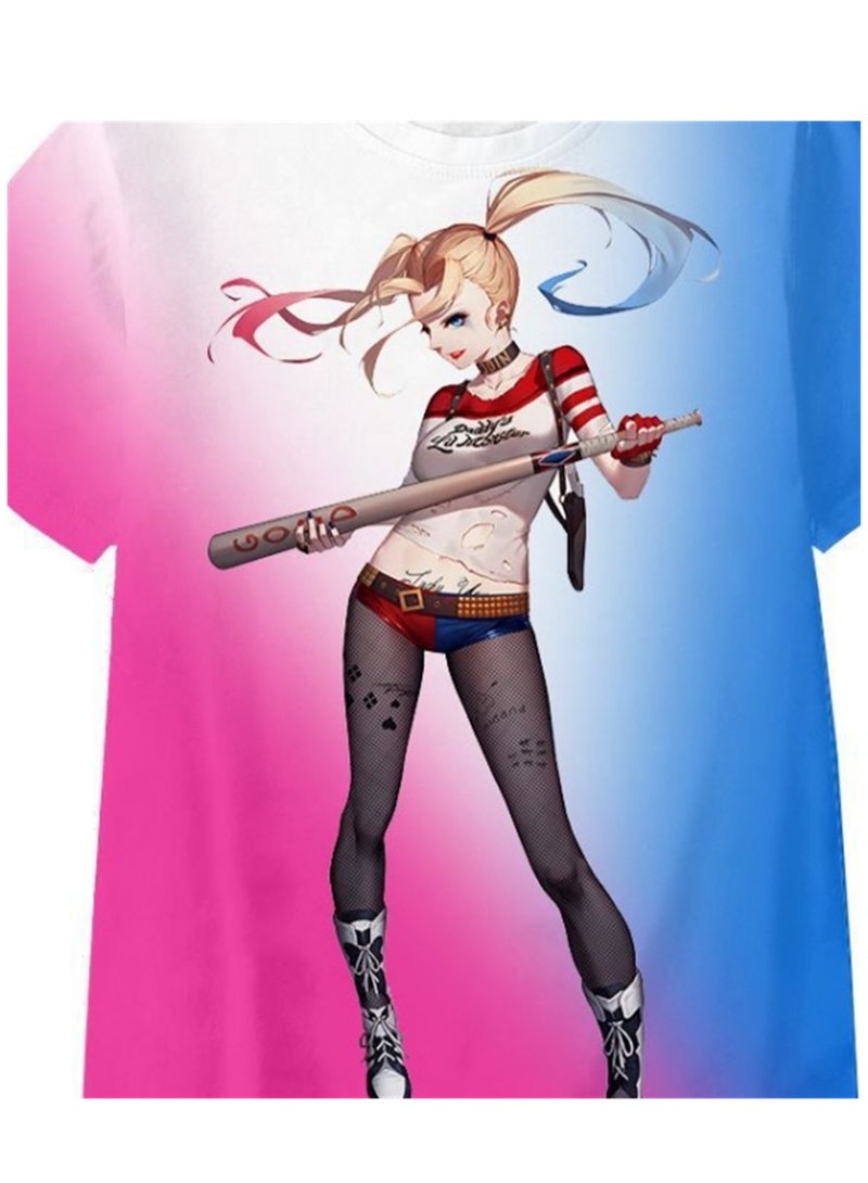 Cartoon Harley Quinn 3D digital printing personalized breathable children's T-shirt for adults and children - Image 3