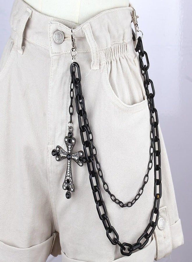 Xeyau Jean Chains for Men Women Punk Hip Hop Pants Chain Gothic Black Cross Pant Chain Spider Web Spider Rivets Ghost Emo Accessories Halloween Cosplay Grunge Jewelry (Cross2) - Image 2