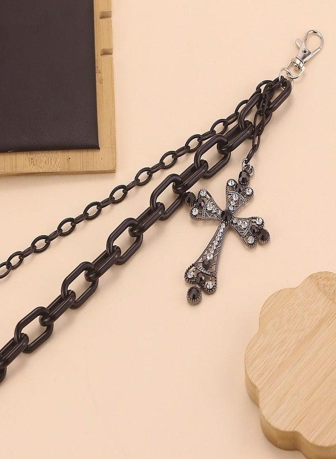 Xeyau Jean Chains for Men Women Punk Hip Hop Pants Chain Gothic Black Cross Pant Chain Spider Web Spider Rivets Ghost Emo Accessories Halloween Cosplay Grunge Jewelry (Cross2) - Image 5