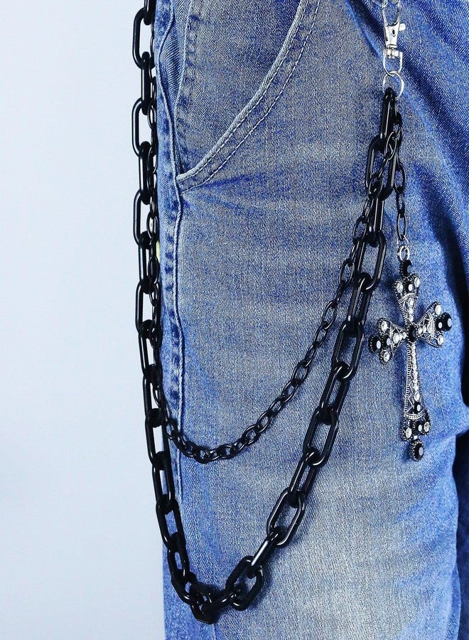 Xeyau Jean Chains for Men Women Punk Hip Hop Pants Chain Gothic Black Cross Pant Chain Spider Web Spider Rivets Ghost Emo Accessories Halloween Cosplay Grunge Jewelry (Cross2) - Image 3