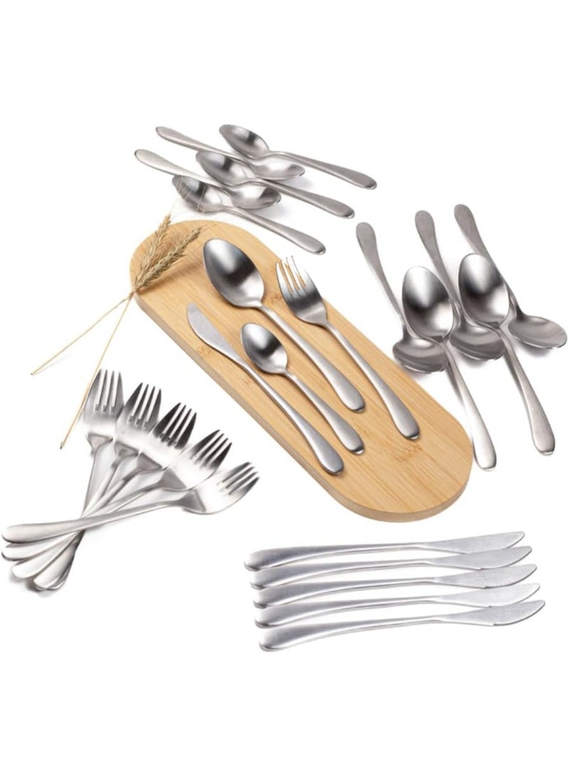 BERAM Elegant Silverware Cutlery Set -  24 Pcs, Elegant Stainless Steel, 18/10 Grade Kitchen Utensils Set, Tableware Set for Home, Restaurants - Image 1