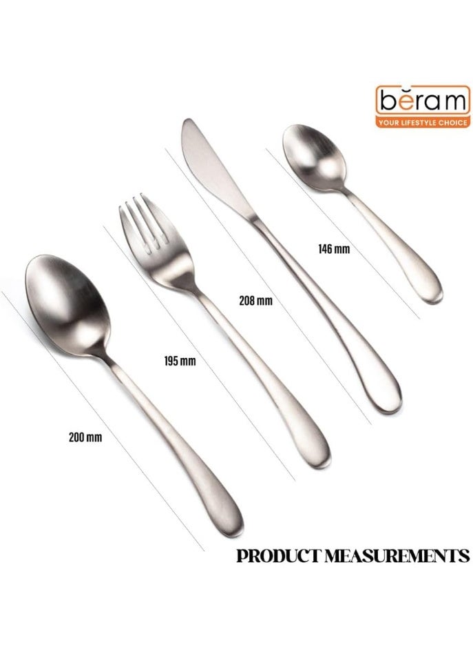 BERAM Elegant Silverware Cutlery Set -  24 Pcs, Elegant Stainless Steel, 18/10 Grade Kitchen Utensils Set, Tableware Set for Home, Restaurants - Image 3