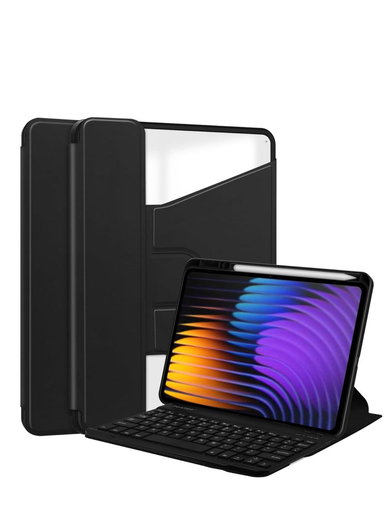 Keyboard Case for Xiaomi Pad 7/7 Pro 11.2-inch (2024),with Bluetooth Wireless Removable Keyboard  Magnetic Tablet Protective Case with Pen Slot (Black) - Image 1
