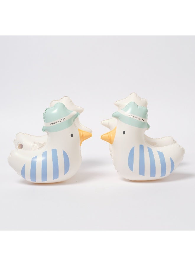 Sunnylife Kids Inflatable Arm Bands – Sid the Seagull Design – Blue Stripe Swim Floaties for Toddlers & Children – Safe Water Wings for Pool & Beach – Comfortable & Durable Arm Float Support - Image 3