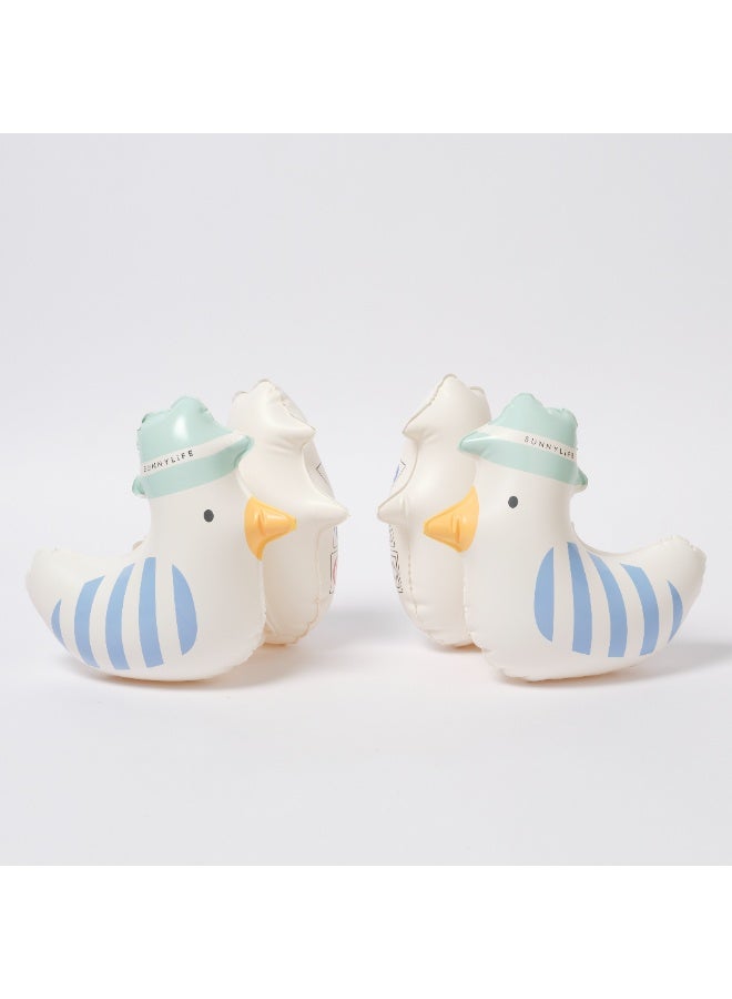 Sunnylife Kids Inflatable Arm Bands – Sid the Seagull Design – Blue Stripe Swim Floaties for Toddlers & Children – Safe Water Wings for Pool & Beach – Comfortable & Durable Arm Float Support - Image 5